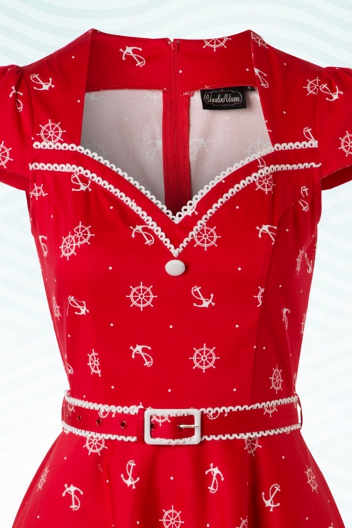 Vixen - Gwyneth Sailor Swing-Kleid in Rot 5