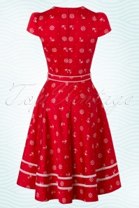 Vixen - 50s Gwyneth Sailor Swing Dress in Red 4
