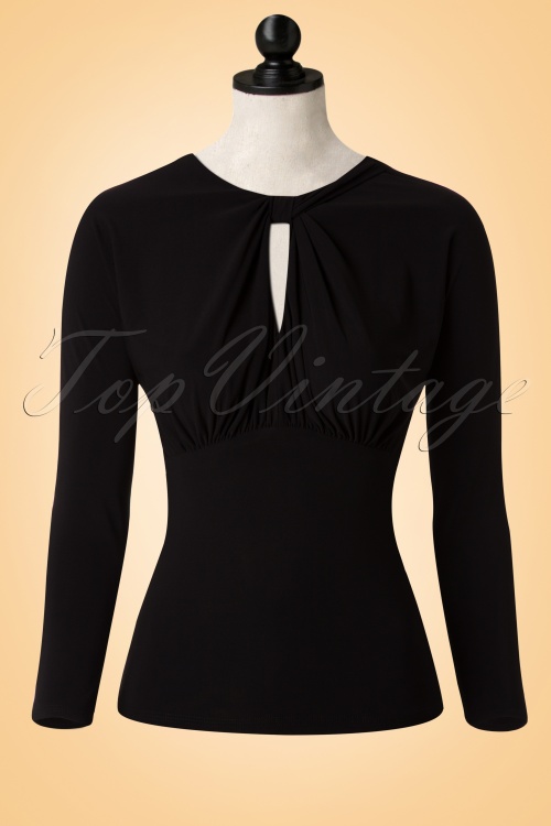 Pinup Couture - 40s Laura Byrnes California Malia Top in Black 2
