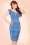 Collectif Clothing - 50s Dolores Painted Gingham Dress in Blue and White 3