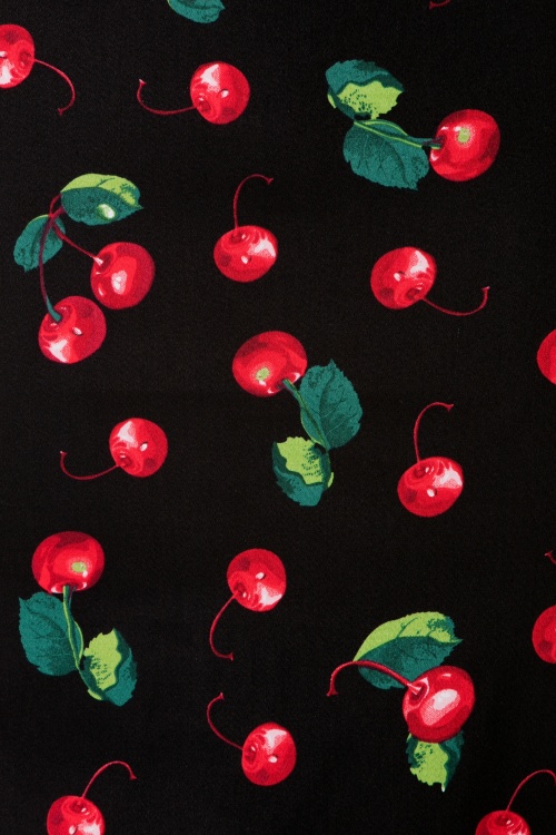 Collectif Clothing - Fiona Cherry Pencil Skirt Années 50 en Noir 3