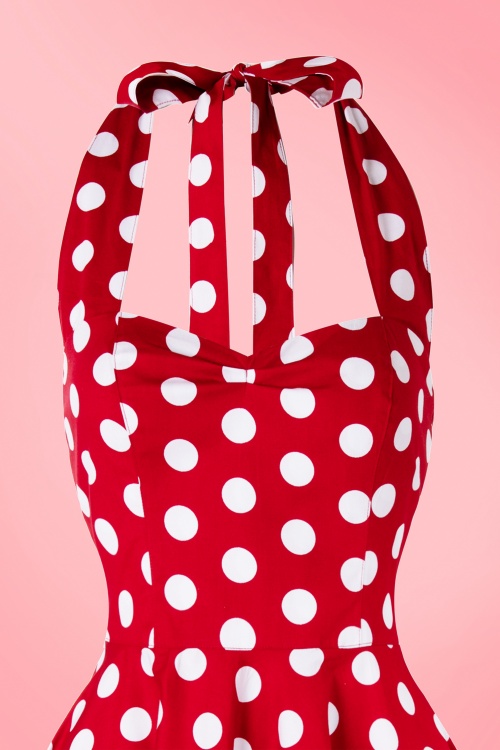 Bunny - Meriam Polkadot Swing-Kleid in Rot und Weiß 5