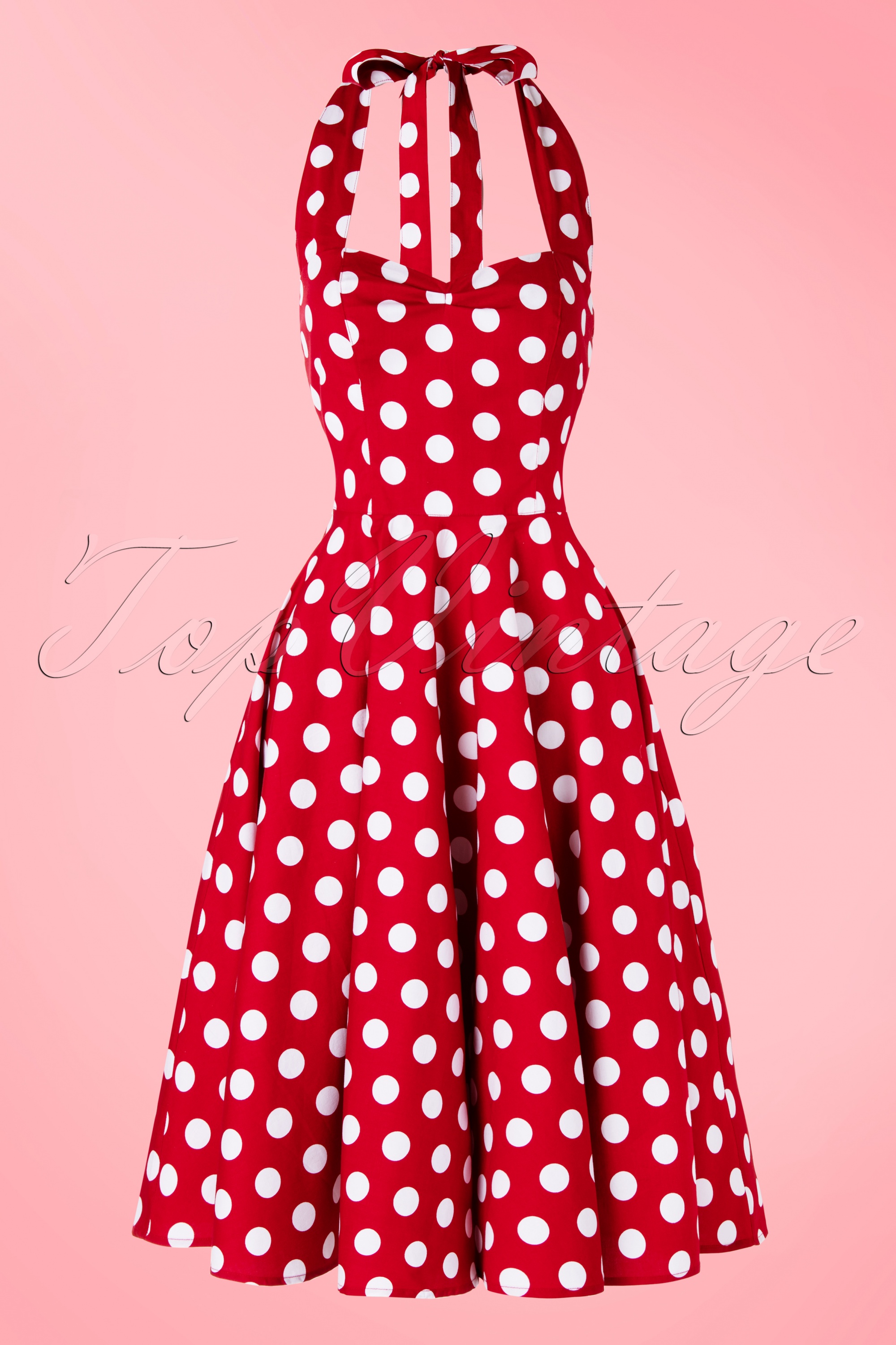 Bunny - Meriam polkadot swingjurk in rood en wit 3