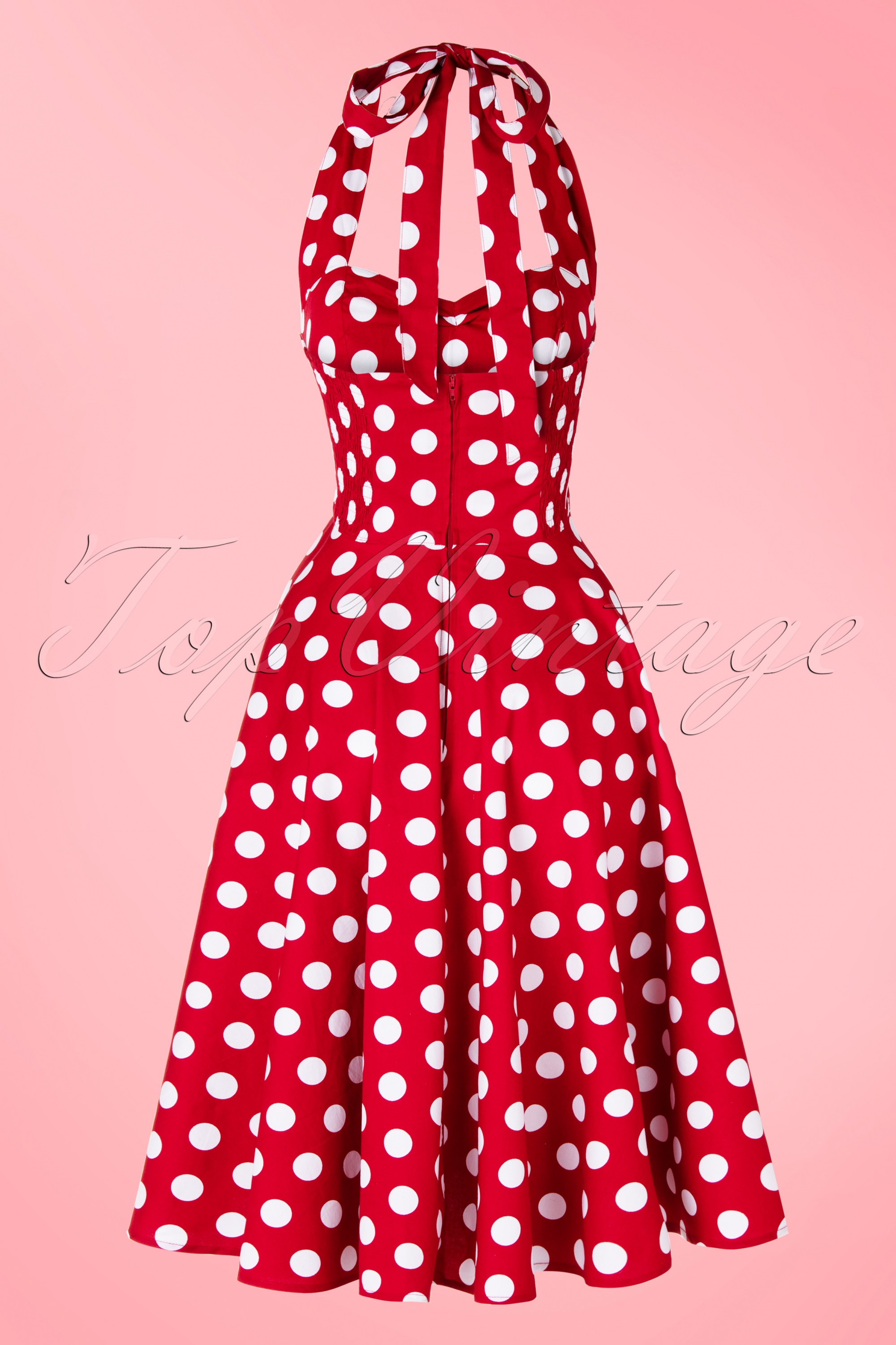 Bunny - Meriam polkadot swingjurk in rood en wit 4