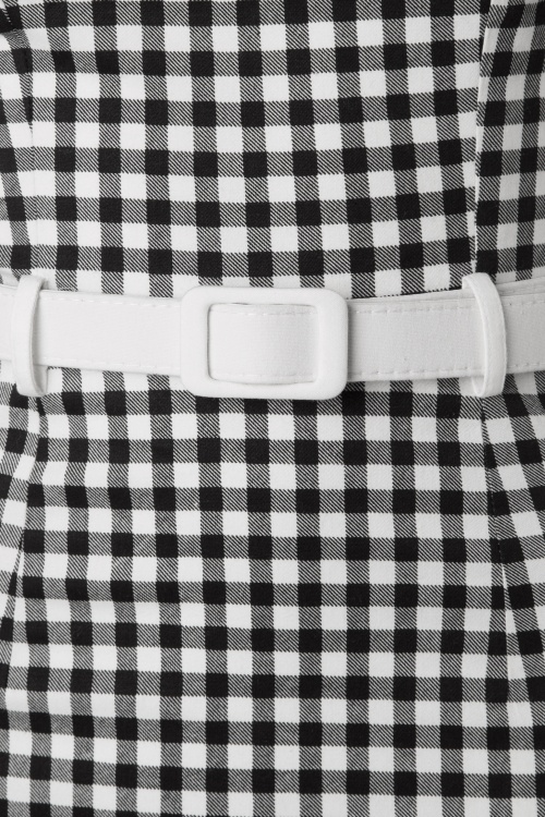 Collectif Clothing - Monica Gingham Bleistiftkleid in Schwarz und Weiß 5