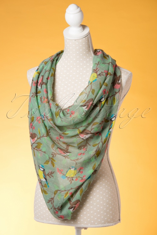 Kaytie - 50s Spring Is In The Air Scarf in Green 2