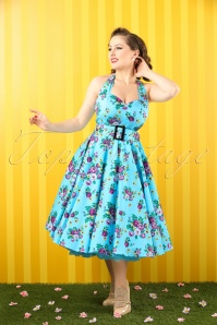 Bunny - May Day Halfter-Swing-Kleid in Sky Blue 4