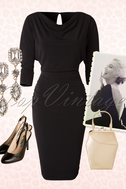 Zoe Vine - 50s Marilyn Wiggle Dress in Black 7
