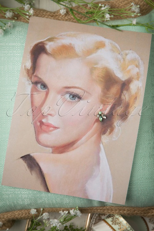Lovely - Sparkling Dewdrops Earrings Années 50 en Menthe 2