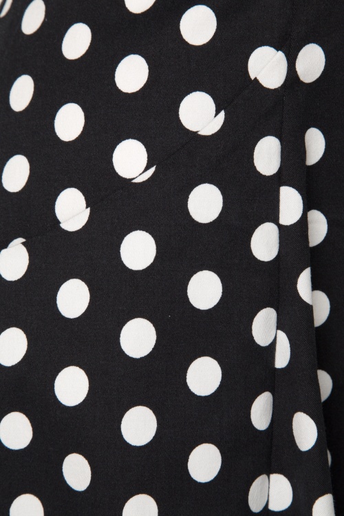 Collectif Clothing - 50s Hepburn Polkadot Doll Dress in Black and White 5