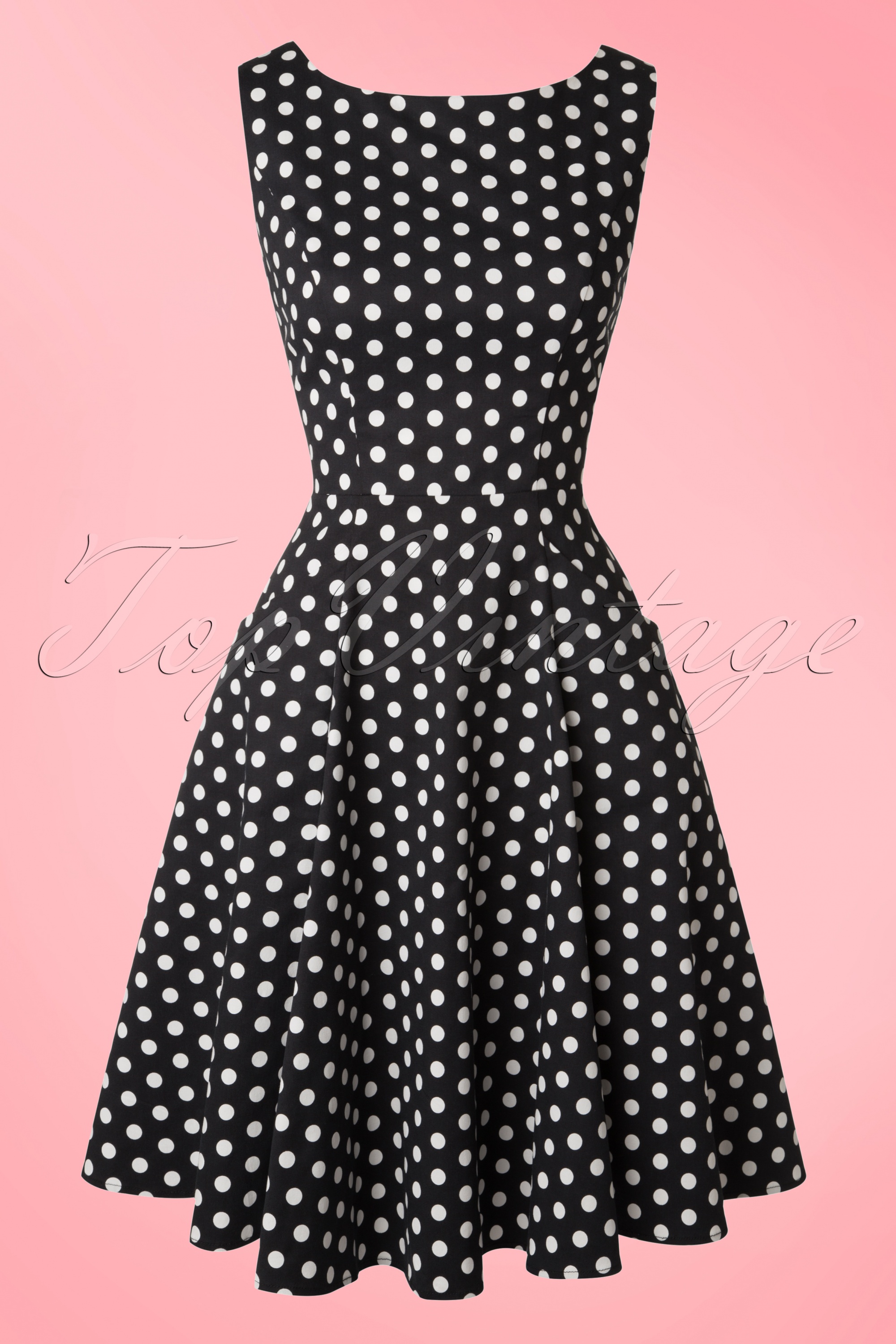 Collectif Clothing - Hepburn Polkadot poppenjurk in zwart en wit 2