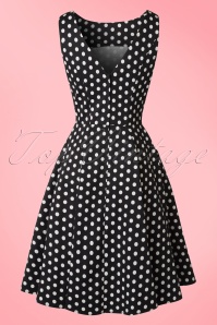 Collectif Clothing - 50s Hepburn Polkadot Doll Dress in Black and White 3