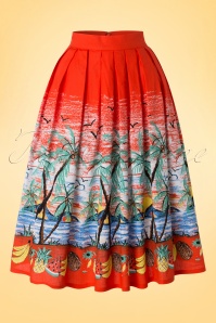 Banned Retro - 50s Gloria Copacabana Swing Skirt in Tangerine