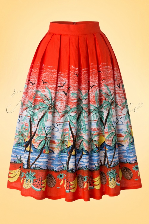 Banned Retro - Gloria Copacabana Swing Skirt Années 50 en Mandarine