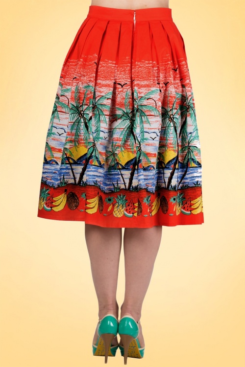 Banned Retro - 50s Gloria Copacabana Swing Skirt in Tangerine 6