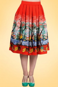Banned Retro - 50s Gloria Copacabana Swing Skirt in Tangerine 5