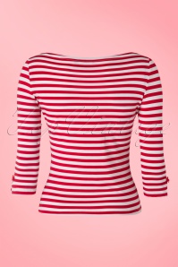 Banned Retro - Modern Love Stripes Top in wit en rood 4