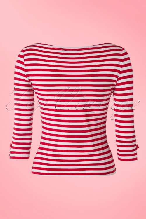 Banned Retro - Modern Love Stripes Top Années 50 en Blanc et Rouge 4