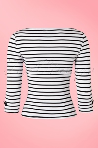 Banned Retro - Moderne Love Stripes Top in wit en zwart 3