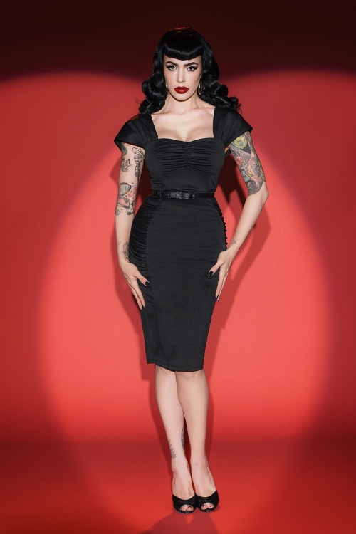 Pinup Couture - 50s Deadly Dames Poison Ivy Pencil Dress in Black
