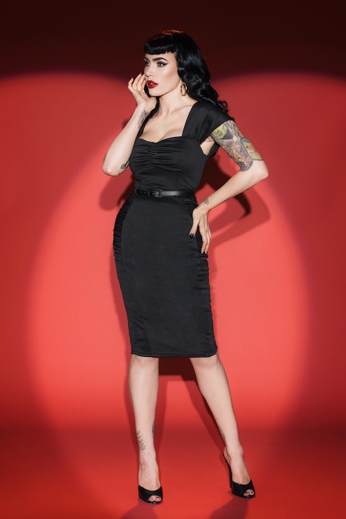 Pinup Couture - 50s Deadly Dames Poison Ivy Pencil Dress in Black 6