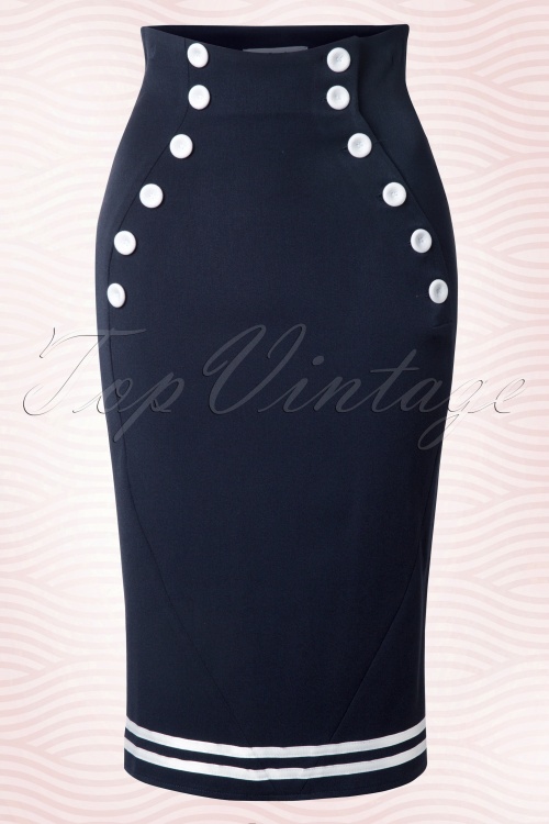 Miss Candyfloss - 50s Petra Sailor Skirt in Navy and White