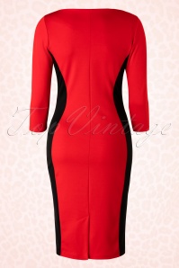 Celia Rose - 50s Mandy Pencil Dress in Red and Black 2