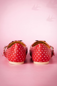 Banned Retro - 50s Mercy Swallow Polkadot Flats in Red 6