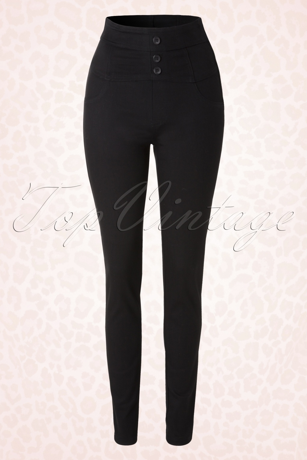 50s High Waisted Pants In Black