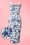 Collectif Clothing - Maddison Toile Floral Pencil Dress Années 50 en Blanc et Bleu 2