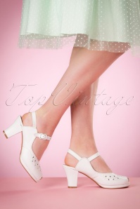 Miss L-Fire - 40s Betty Sandals in White