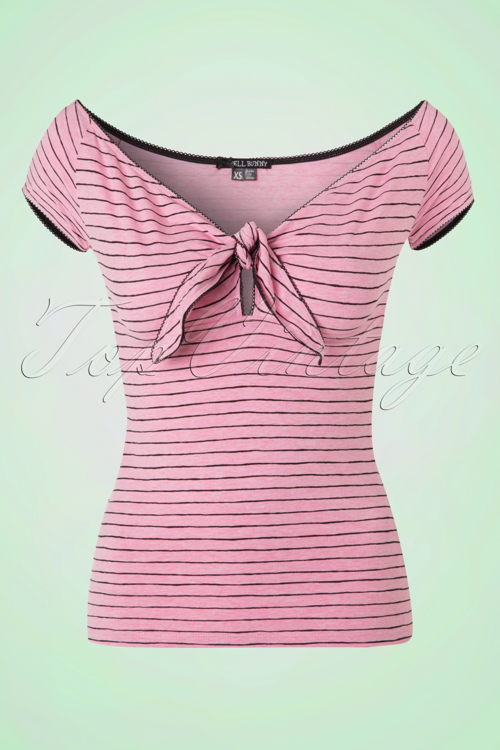 50s Mauricette Stripes Top In Pastel Pink