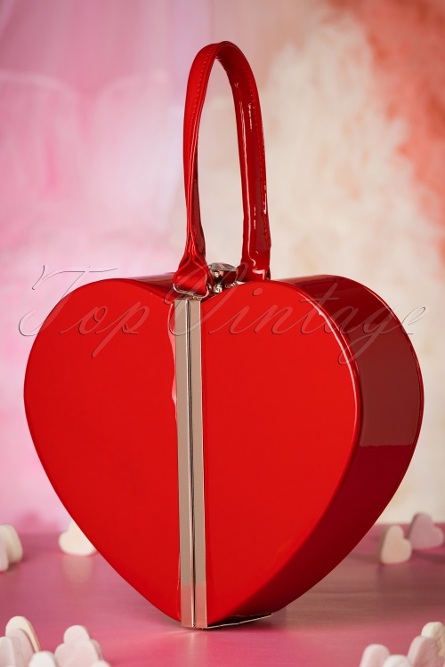 50s Give Me Some Love Lacquer Handbag in Red