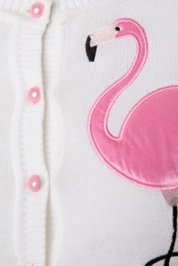 Collectif Clothing - Lucy Flamingo Cardigan Années 50 en Blanc 3