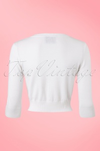 Collectif Clothing - Lucy Flamingo Cardigan Années 50 en Blanc 4