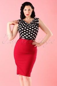 Steady Clothing - 60s Vixen Ramona Wiggle Dress red polka