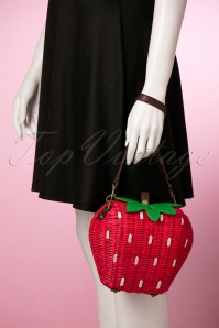 Collectif Clothing - Juicy Strawberry Wicker Handbag Années 50 6