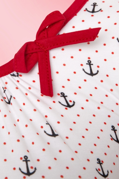 Sassy Sally - 50s Leona Anchor Top in White and Red 3