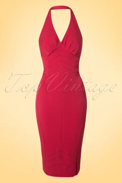 Miss Candyfloss Halter Red Pencil Dress 100 20 18033 20160414 0004W