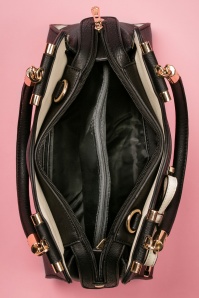 La Parisienne - 40s Audrey Bow Handbag in Black and Cream  6