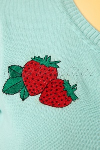 Collectif Clothing - Lucy Strawberry Cardigan Années 50 en Menthe 3