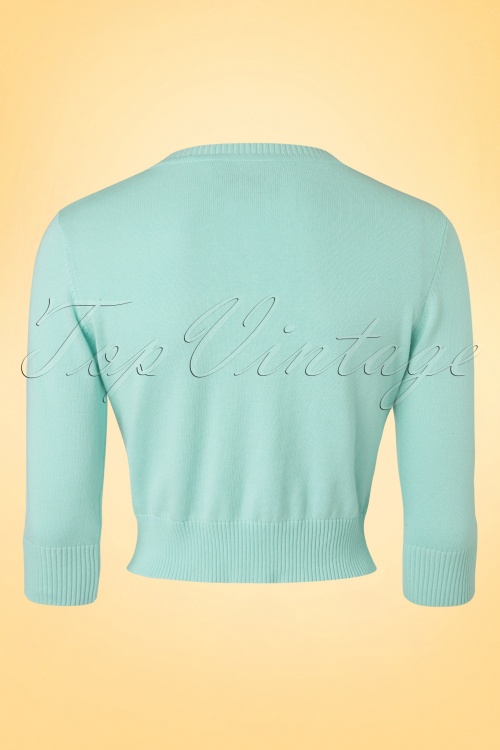 Collectif Clothing - Lucy Strawberry Cardigan Années 50 en Menthe 4