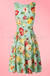 Vintage Chic for Topvintage - Veronica bloemen flare-jurk in mint 5