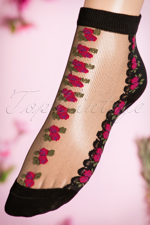 Juliette's Romance - 30s Romantic Rosy Socks in Pink
