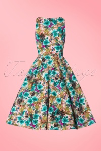 Hearts & Roses - Daisy Lilly Floral Swing Dress Années 50 en Turquoise 6