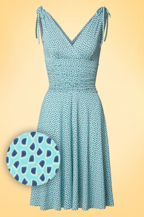 Vintage Chic for Topvintage - Grecian Dress Années 50 en Aigue-marine et Bleu Marine 2
