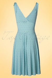 Vintage Chic for Topvintage - Grecian Dress Années 50 en Aigue-marine et Bleu Marine 3