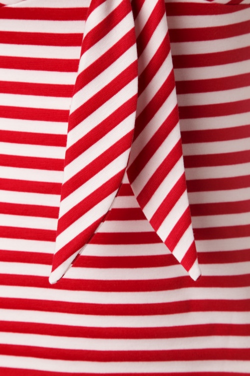 Steady Clothing - Tatiana Tie Top in Rot und Weiß gestreift 3