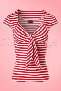Steady Clothing - 50s Tatiana Tie Top in Red and White Stripes 2