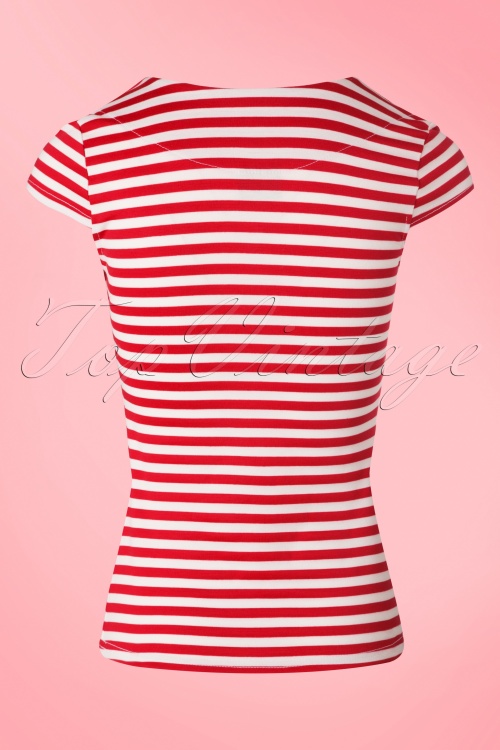 Steady Clothing - 50s Tatiana Tie Top in Red and White Stripes 5